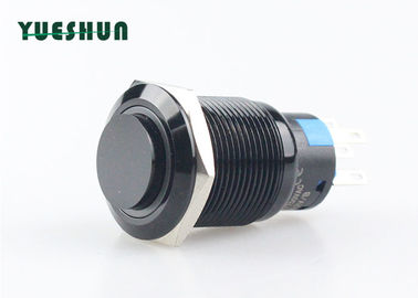 Cina Hitam Aluminium Push Button Beralih 110V 220V Ring LED Illuminated Momentary Distributor