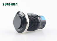 Hitam Aluminium Push Button Beralih 110V 220V Ring LED Illuminated Momentary